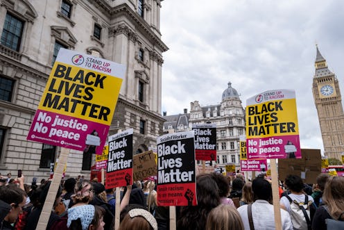 Black Lives Matter Demonstration passes through Westminster near the Houses of Parliament following ...