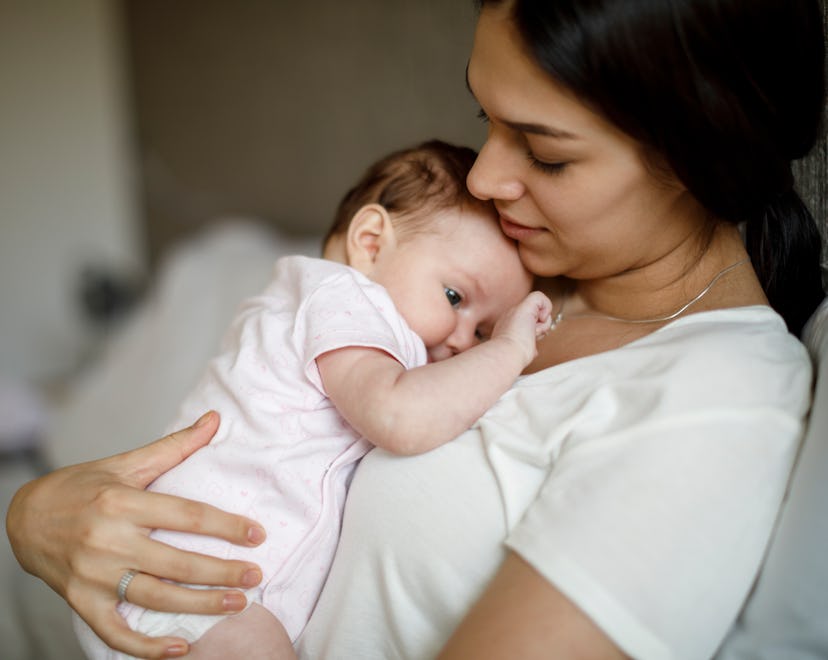 Mother and baby at home