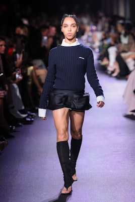 FKA twigs walks the runway during the Miu Miu Womenswear Spring/Summer 2023 show as part of Paris Fa...