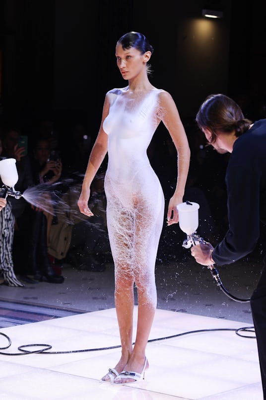 Bella Hadid walking the runway during the Coperni Womenswear Spring/Summer 2023 show as part of Pari...