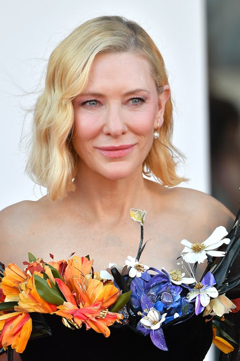 Cate Blanchett wearing a Schiaparelli flower jumpsuit.