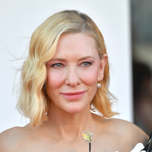 Cate Blanchett wearing a Schiaparelli flower jumpsuit.