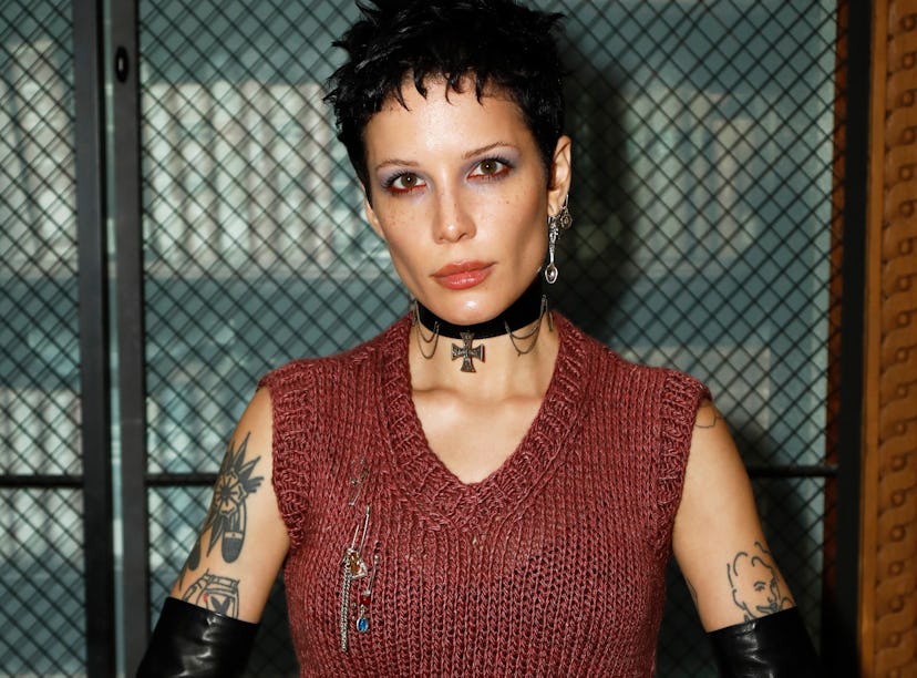  Halsey wearing Halloween 2022 makeup as she attends the Enfants Riches Deprimes Womenswear Spring/S...