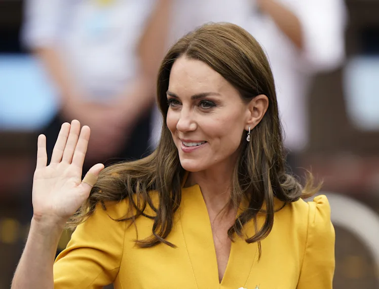 The Princess of Wales leaves the Royal Surrey County Hospital's maternity unit in Guildford after he...