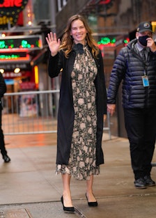 Hilary Swank is seen at GMA on October 05, 2022 in New York City. (Photo by Gotham/GC Images)