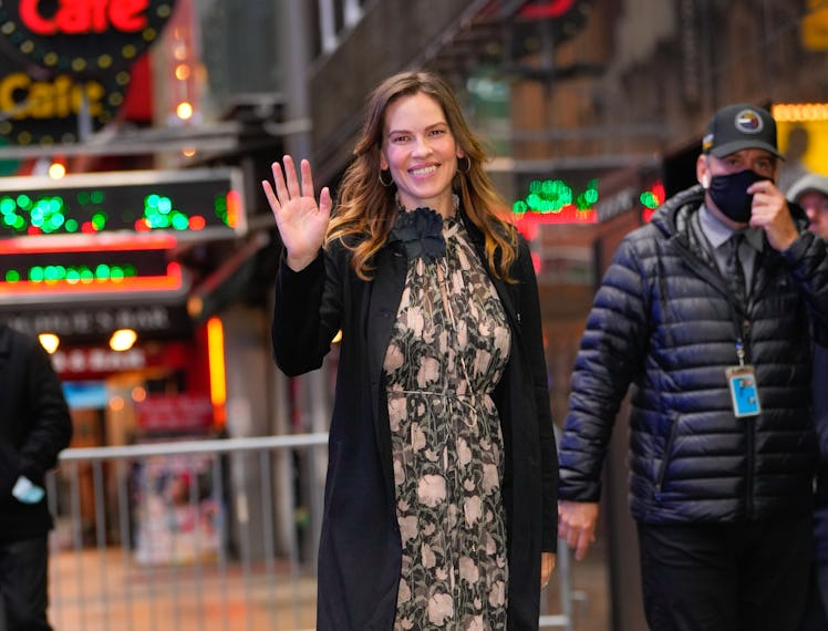 Hilary Swank is seen at GMA on October 05, 2022 in New York City. (Photo by Gotham/GC Images)