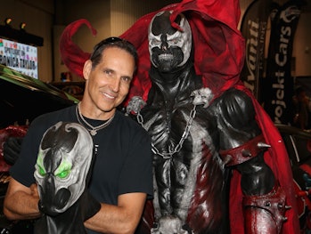 LAS VEGAS, NV - JUNE 23: Image Comics Co-founder  Todd McFarlane (L) and Tom Proprofsky, dressed as ...