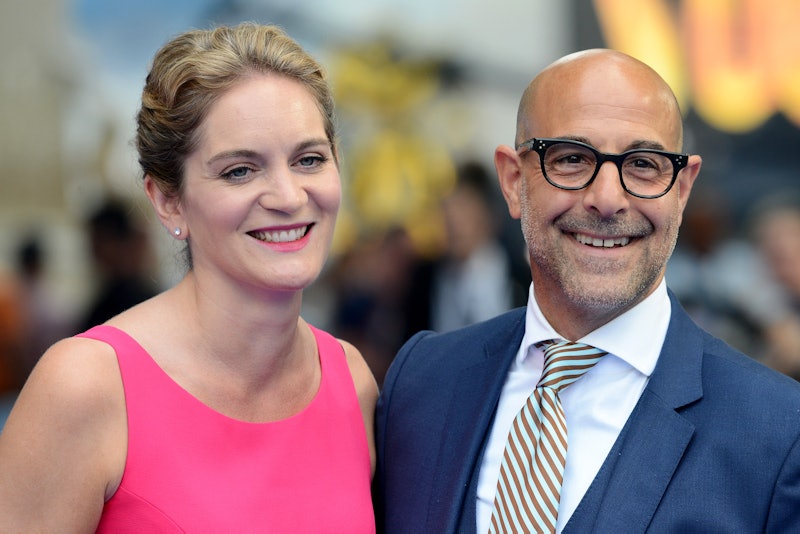 LONDON, ENGLAND - JUNE 18:  (L) Felicity Blunt and Stanley Tucci attend the global premiere of  "Tra...