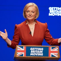 Prime Minister Liz Truss delivers her keynote speech at the Conservative Party annual conference at ...
