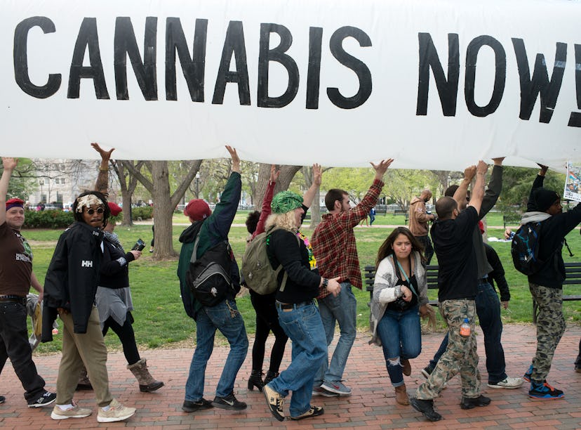 WASHINGTON  DC APRIL 02:
 Hundreds of advocates for marijuana legalization rally and smoke pot outsi...
