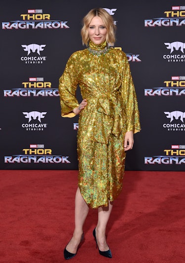 Cate Blanchett arrives at the premiere of Disney and Marvel's 'Thor: Ragnarok' 