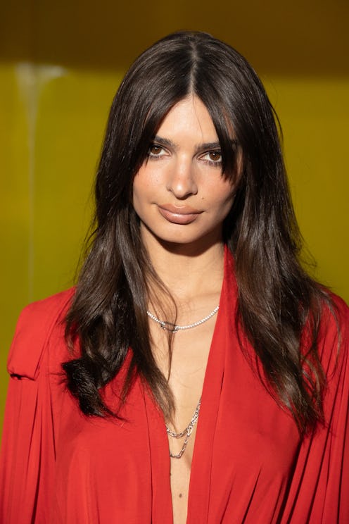 Emily Ratajkowski wearing red