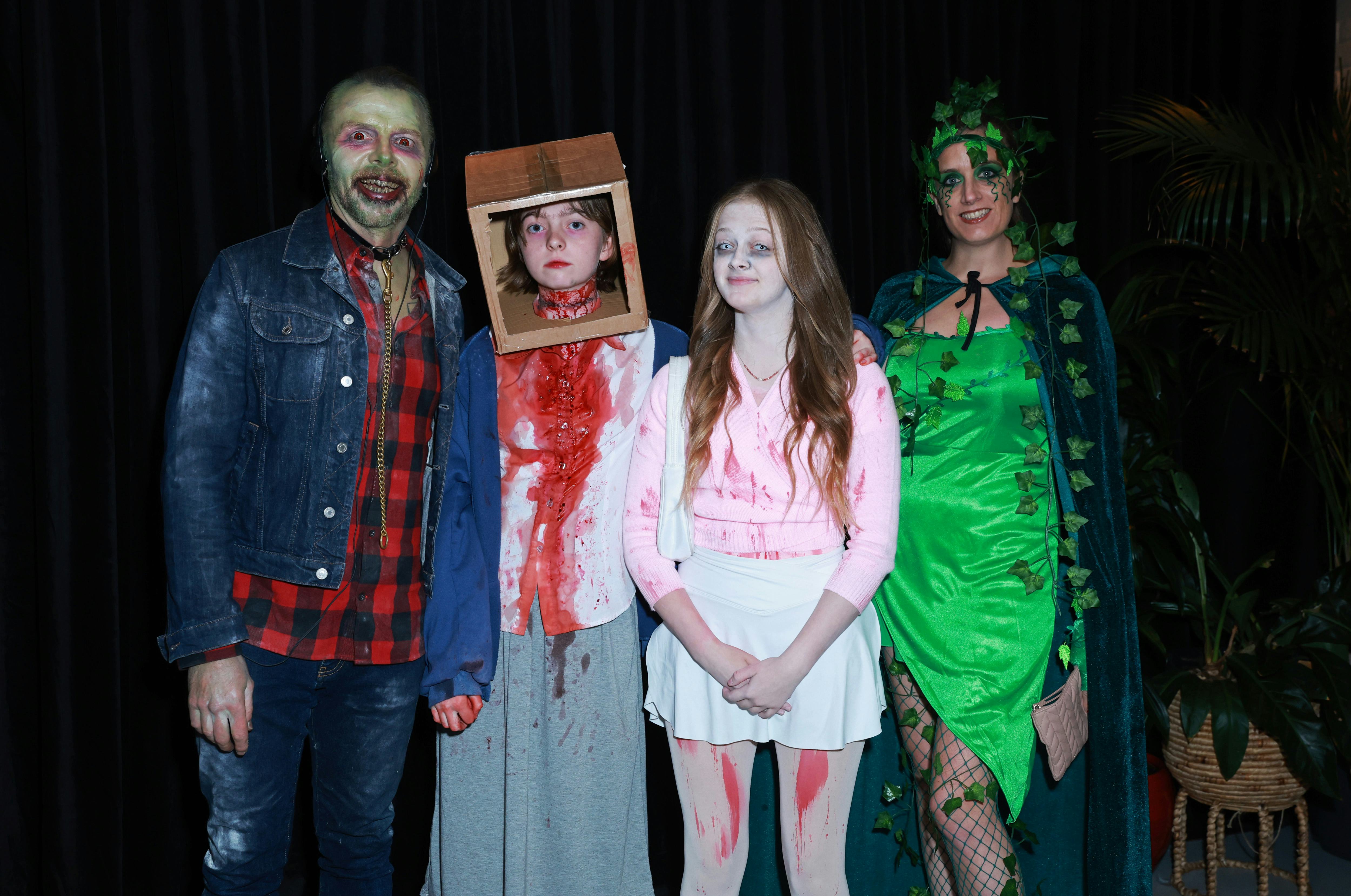 Simon Pegg, Matilda Pegg, and Maureen Pegg as Bub from Day of the Dead, Poison Ivy and Tracy at the &hellip;