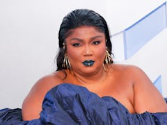 NEWARK, NEW JERSEY - AUGUST 28: Lizzo arrives at 2022 MTV VMAs at Prudential Center on August 28, 20...