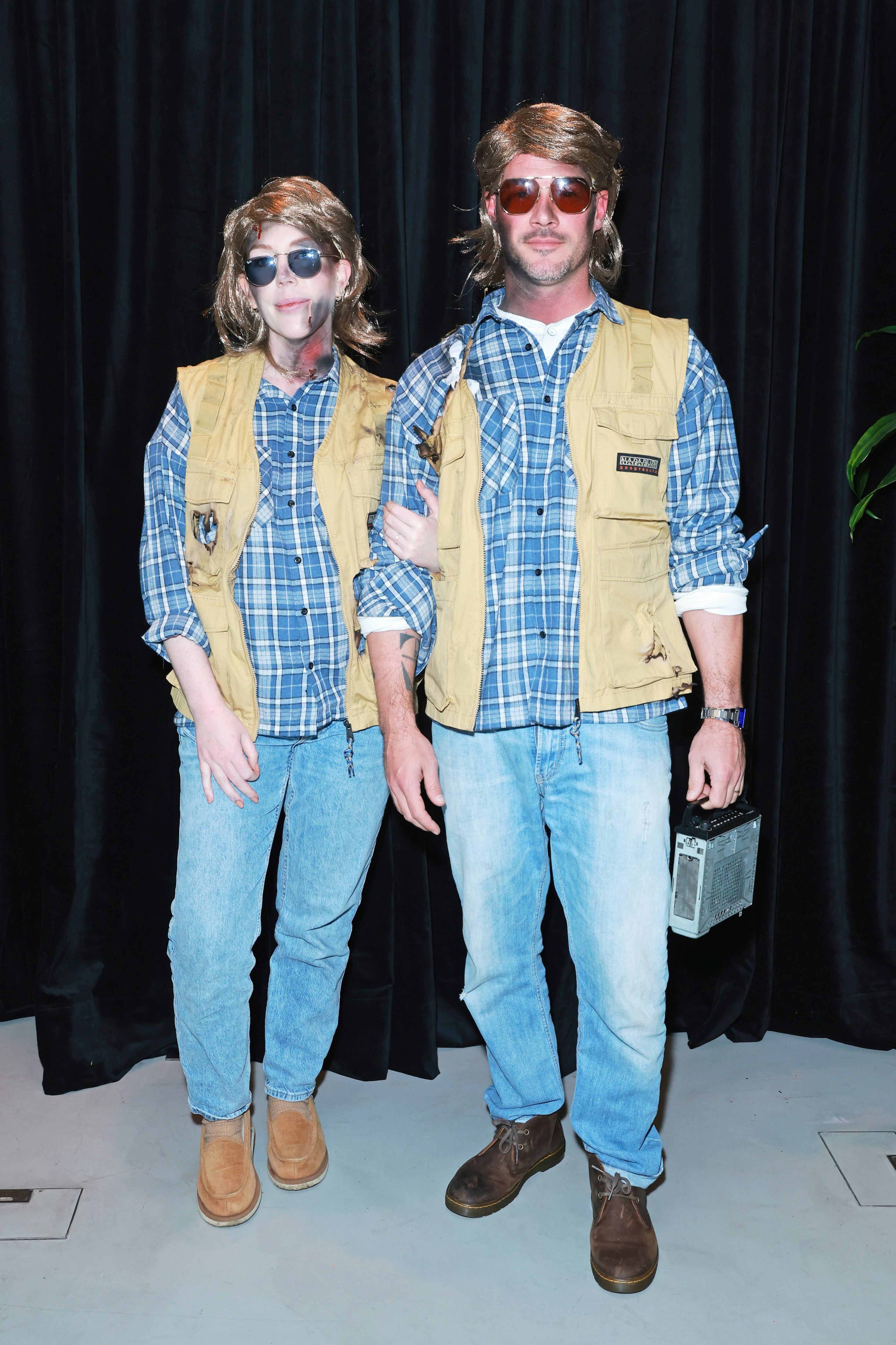 Katherine Ryan &amp; Bobby Koostra as Vicki Gloria St. Elmo and MacGruber at Jonathan Ross' Halloween pa&hellip;