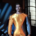 Actor Arnold Schwarzenegger on set of the movie "The Running Man" in 1987. (Photo by Michael Ochs Ar...