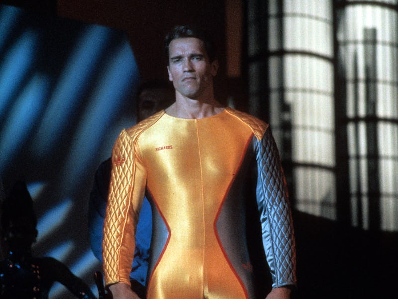 Actor Arnold Schwarzenegger on set of the movie "The Running Man" in 1987. (Photo by Michael Ochs Ar...