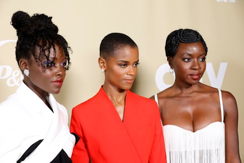 LOS ANGELES, CALIFORNIA - OCTOBER 29: Lupita Nyong'o, Letitia Wright, Danai Gurira attend the 2022 E...