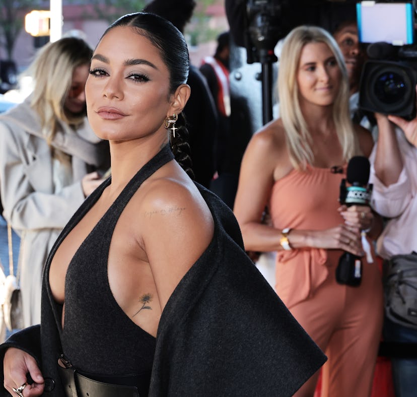 Before getting "Fall in LA" Thanksgiving nails, Vanessa Hudgens attended the Michael Kors Collection...