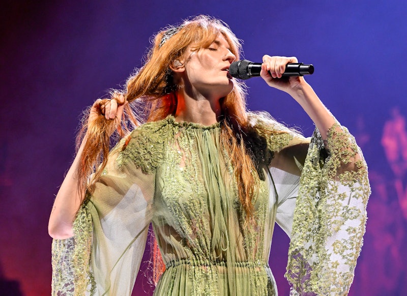 MOUNTAIN VIEW, CALIFORNIA - OCTOBER 09: Florence Welch of Florence + The Machine performs at Shoreli...