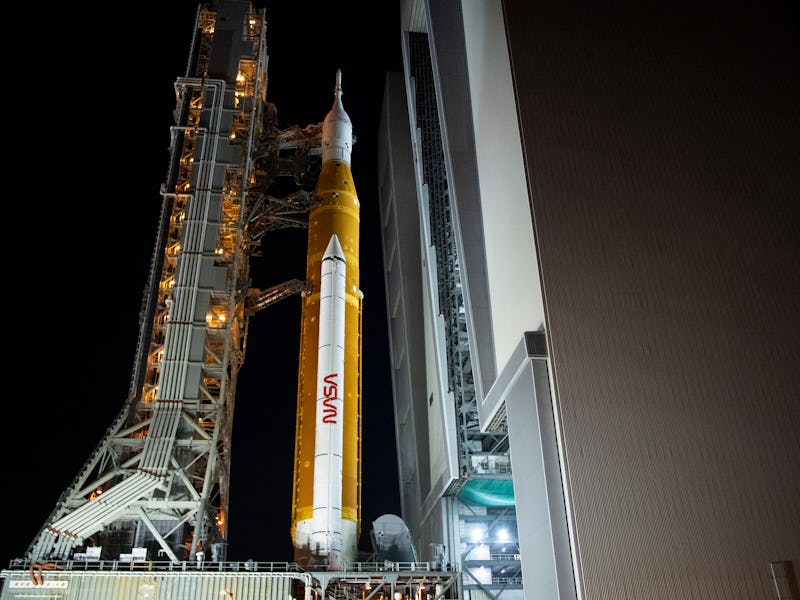 CAPE CANAVERAL, FL - NOVEMBER 3: In this handout photo provided by NASA, NASA's Space Launch System ...
