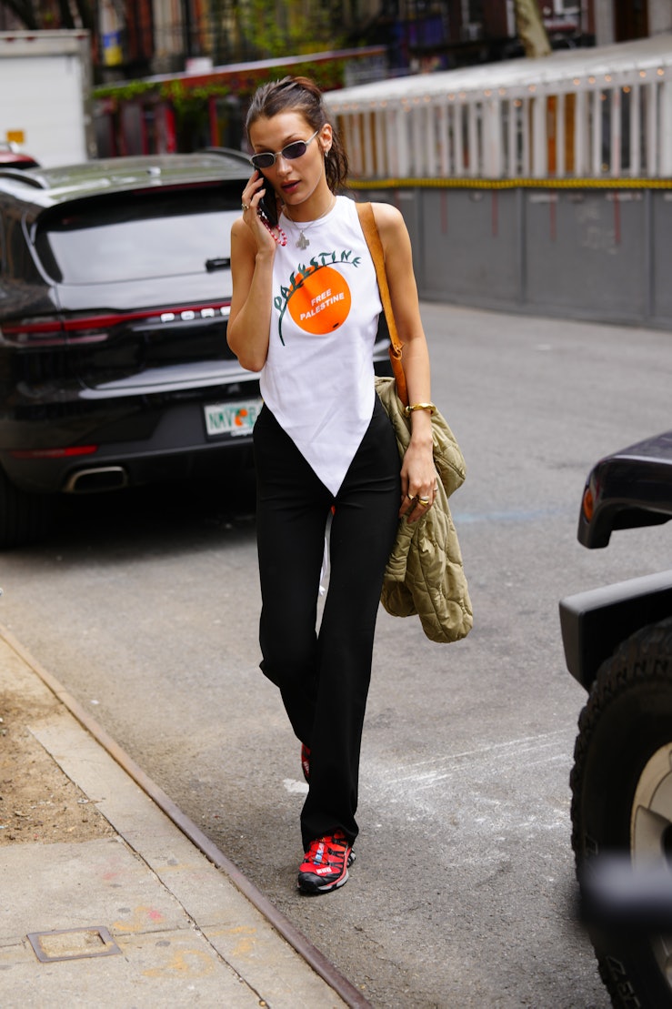 NEW YORK, NEW YORK - MAY 11: Bella Hadid out and about on May 11, 2022 in New York City. (Photo by G...