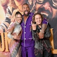 Jason Momoa and his kids goofed around on the red carpet at the "Slumberland" premiere.Here, they at...