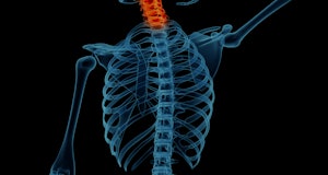 Anatomy of a man showing neck and head pain. Isolated on a black background.