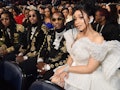 NEW YORK, NY - JANUARY 28: Recording artists Quavo, Takeoff and Offset of Migos and Cardi B attend t...