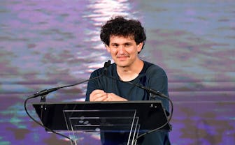NEW YORK, NEW YORK - JUNE 23: Sam Bankman-Fried speaks onstage during the first annual Moonlight Gal...