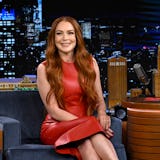THE TONIGHT SHOW STARRING JIMMY FALLON -- Episode 1743 -- Pictured: Actress Lindsay Lohan during an ...