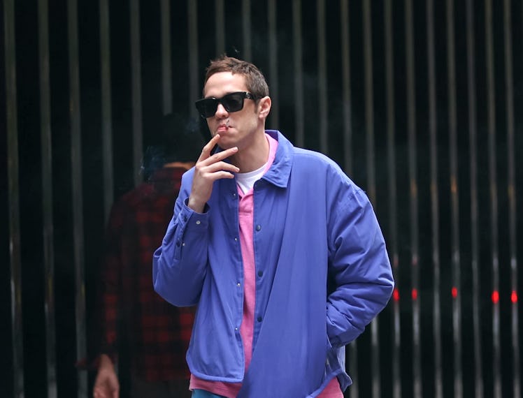 NEW YORK, NY - OCTOBER 18: Pete Davidson is seen on the set of 'Bupkis' on October 18, 2022 in New Y...