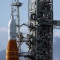 CAPE CANAVERAL, FLORIDA - NOVEMBER 14: NASA's Space Launch System (SLS) rocket with the Orion spacec...