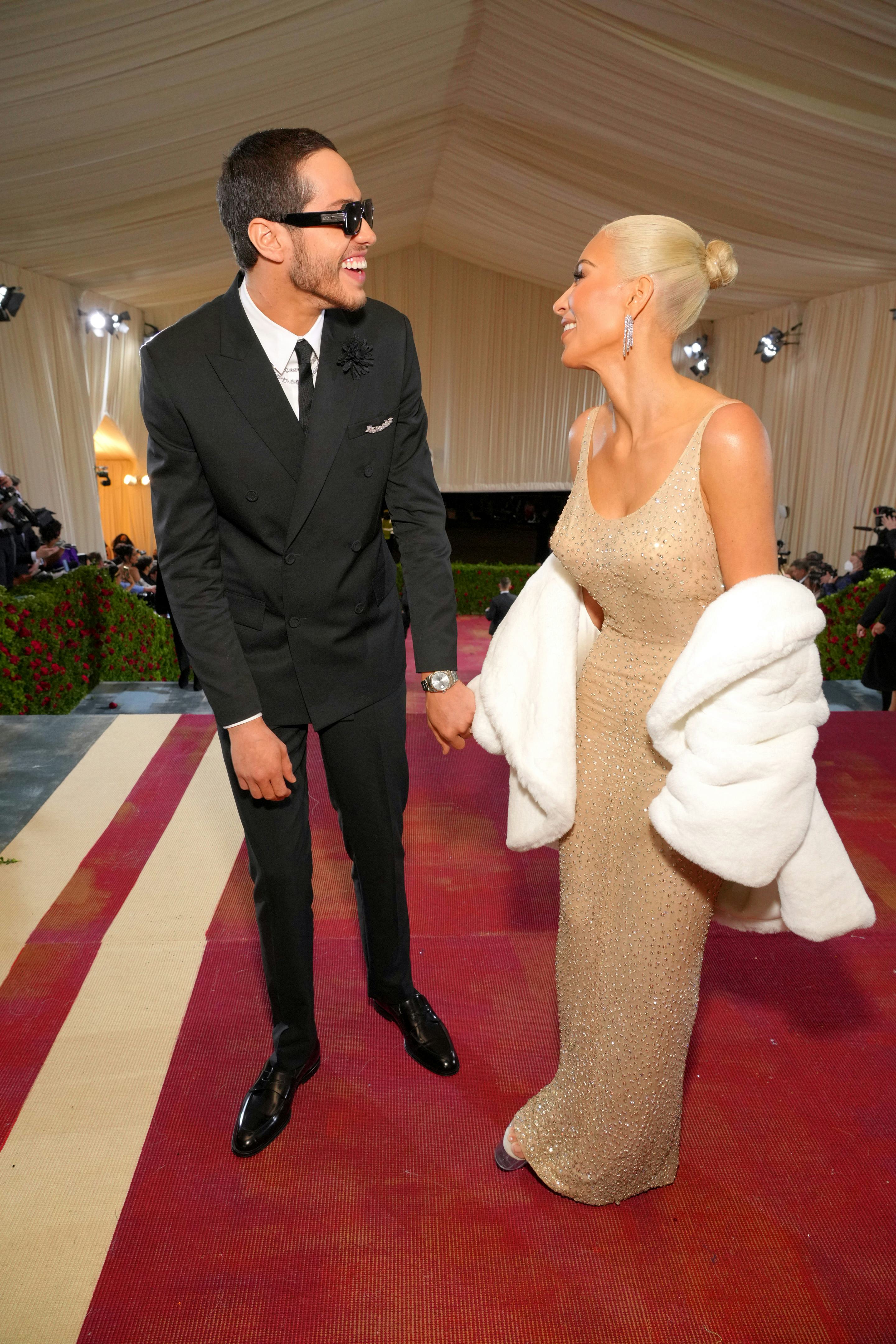 Pete Davidson and Kim Kardashian at the 2022 Met Gala.