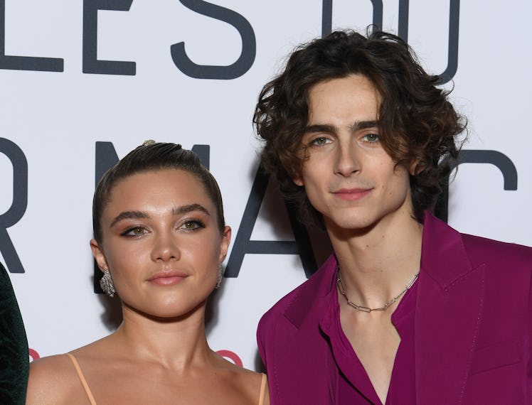 PARIS, FRANCE - DECEMBER 12: Florence Pugh and Timothee Chalamet attend the "Little Women" Premiere ...