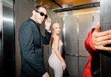 NEW YORK, NEW YORK - MAY 02: (L-R) Pete Davidson and Kim Kardashian attend the 2022 Met Gala Celebra...