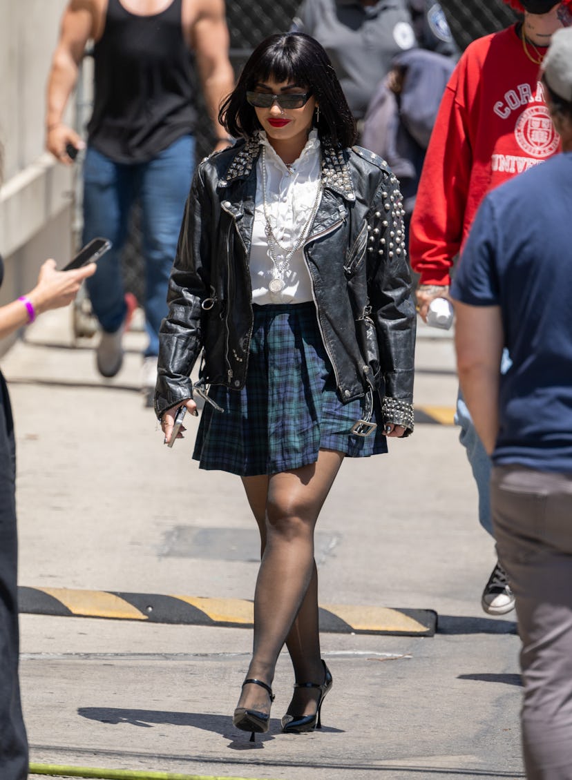 LOS ANGELES, CA - JULY 14: Demi Lovato is seen at "Jimmy Kimmel Live" on July 14, 2022 in Los Angele...