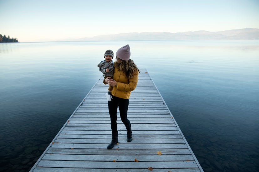 a mother and baby boy in a list of baby names that mean blue 