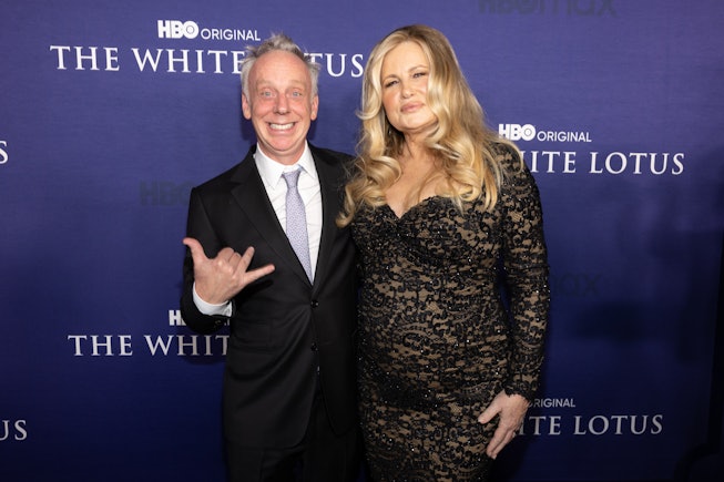 Mike White and Jennifer Coolidge at the Los Angeles Season 2 Premiere of HBO Original Series "The Wh...