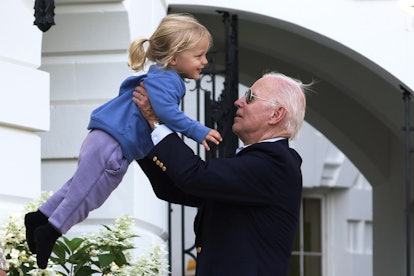 President Joe Biden is greeted by his grandson Beau Biden after he returned to the White House.