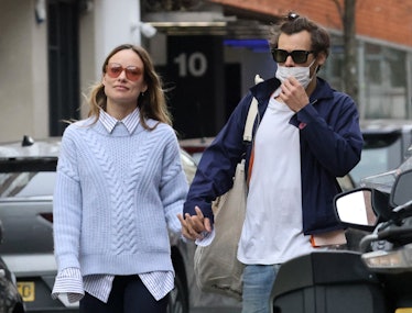 LONDON, ENGLAND - MARCH 15: Harry Styles and Olivia Wilde are seen in Soho on March 15, 2022 in Lond...