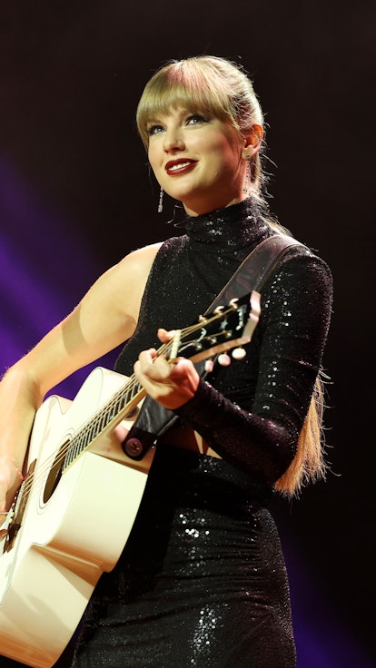In her "Midnights" era, Taylor Swift performed onstage during NSAI 2022 Nashville Songwriter Awards ...