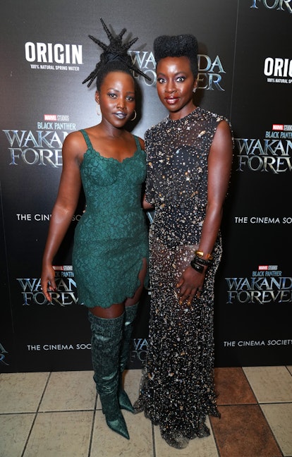 NEW YORK, NEW YORK - NOVEMBER 01: Lupita Nyong'o and Danai Gurira attend the Black Panther: Wakanda ...
