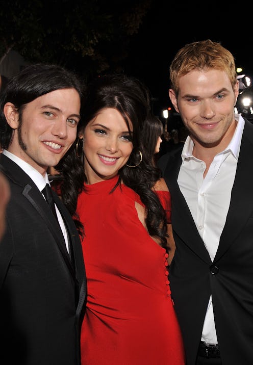 WESTWOOD, CA - NOVEMBER 16: Actor Jackson Rathbone, actress Ashley Greene and actor Kellan Lutz arr...
