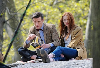 NEW YORK, NY - APRIL 11: Matt Smith and Karen Gillan are seen on the set of television series of 'Do...