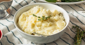 Homemade Thanksgiving Garlic Mashed Potatoes with Salt and Pepper