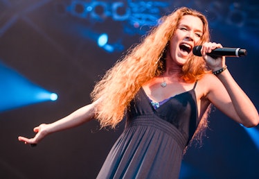 Joss Stone singer performs live on stage during Rock in Rio Festival on September 29, 2011 in Rio de...