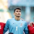 DOHA, QATAR - NOVEMBER 21: Iran players Ehsan Hajsafi, Alireza Beiranvand and Morteza Pouraliganji d...
