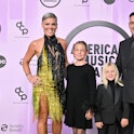 Pink, Willow Sage Hart, Jameson Moon Hart, and Carey Hart attend the 2022 American Music Awards at M...