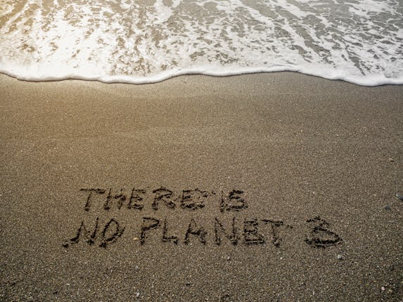 there is no planet B, ecology concept, text on sand, environmental conservation